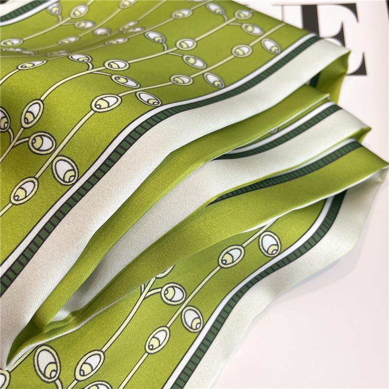 Green thin scarf fashionable versatile thin ribbon silk scarf commuter decorative scarf temperament spring and summer diagonal scarf