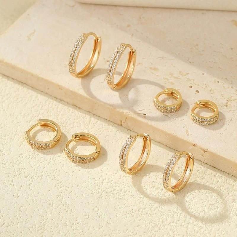Factory Silver Jewelry 925 Sterling Silver Multi Size Two-layer Hoop Earrings for Women Simple Daily Wear Party Gift