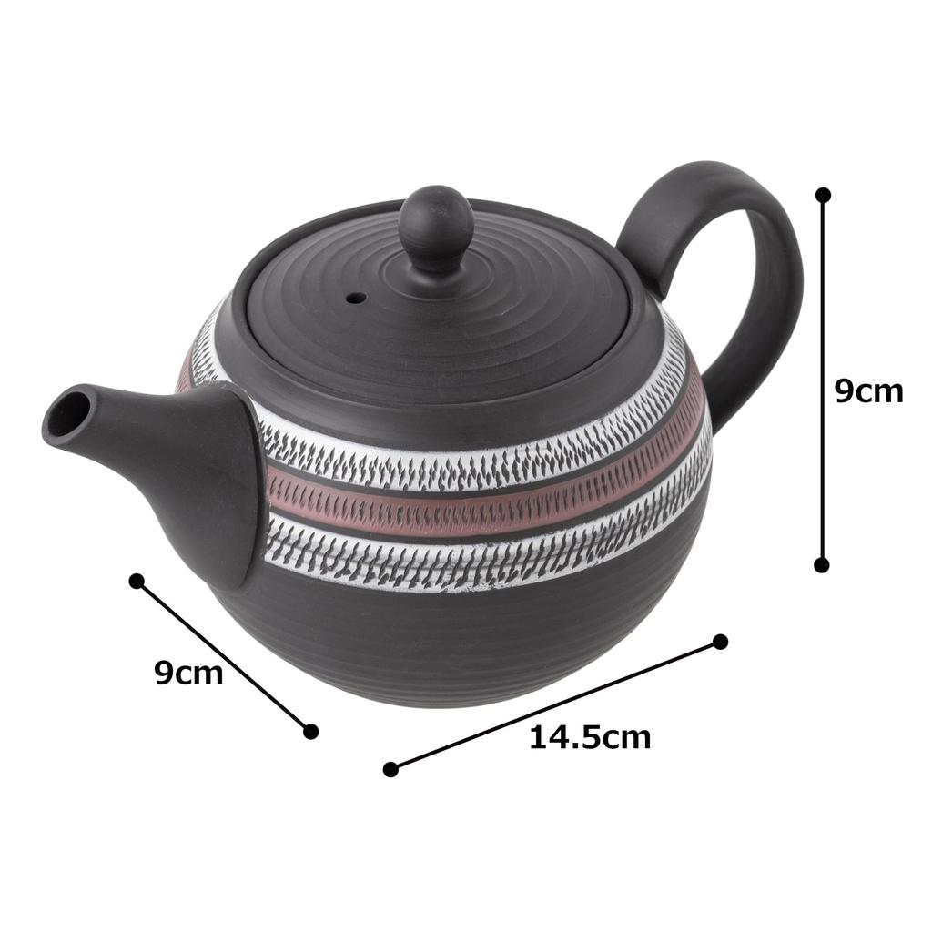 with Obi for Green and Made in tk014 Tokoname-yaki Teapot, Takeharu, Three-Color Biri, 270ml, Net, Deep-Steamed Tea, Hojicha, Genmaicha, Japan, Boxed,