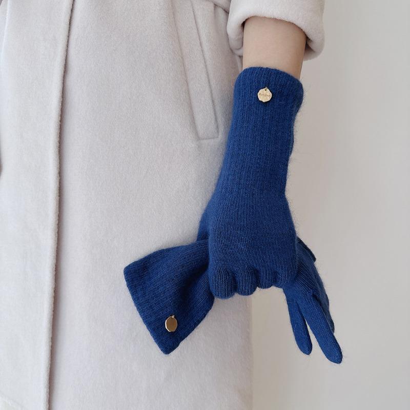 Rakun kadife yün yüksek kaliteli uzun kışlık termal eldivenler, kadın iki parmak açıkta ekrana dokunabilir yumuşak ve çok yönlü