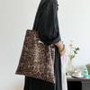 Vintage Faux Suede Women's Leopard Shoulder Bags PU Strap Double Side Female Purse Handbags Fall Winte Canvas Tote Underarm Bag