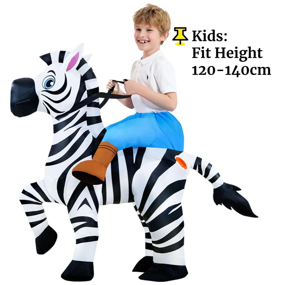 Dziecięcy Nadmuchiwany Kostium Zebra Do Jazdy Zabawny Nadmuchiwany Kostium Zwierzęcia Dla Chłopców Dziewczynek Halloween Karnawał Impreza Przebranie Cosplay