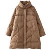 Literary and retro large size white duck down jacket winter new stand-up collar thickened warm medium and long coat coat