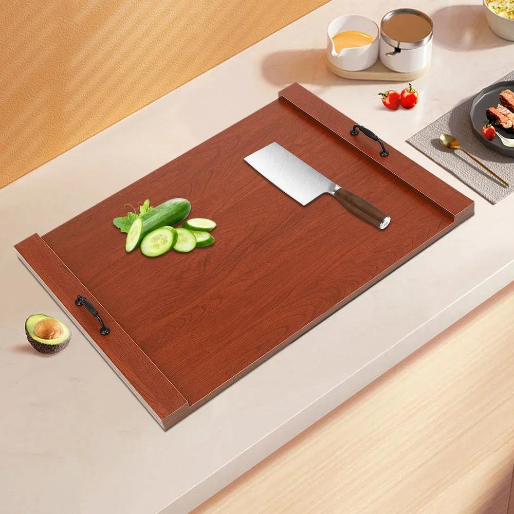 

Bymaocar Rectangle Noodle Board Lightweight Kitchens & RVs Stove Top Cover Countertop Standing Assembly required Storage Holder коричневый