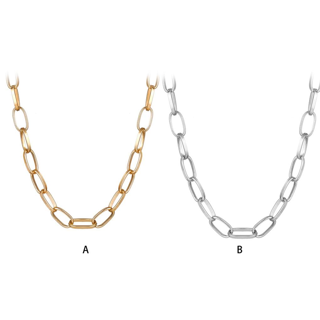 Women Necklace Retro Punk Short Thick Clavicle Link Chain Girls Choker Jewelry for Party Birthday Silver