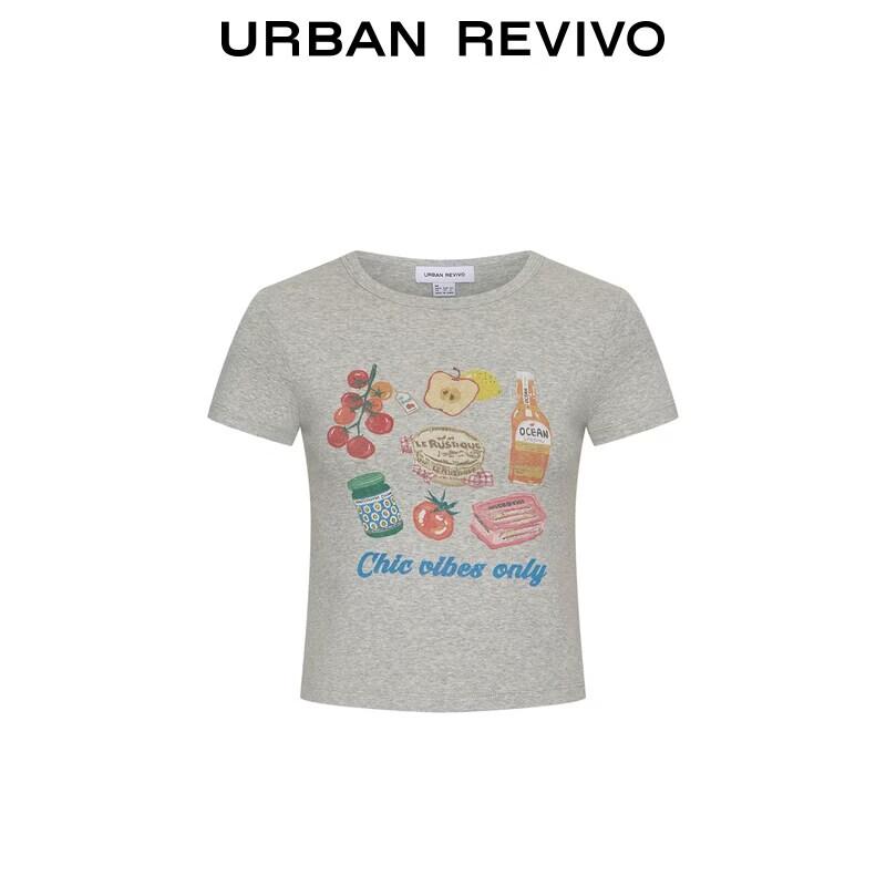 UR 2026 Damen Color-Block Print Slim T-Shirt