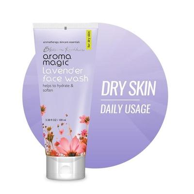 Aroma Magic Lavender Face Wash| Hydrates & Softens Skin| with Orange Extracts & Rose Essential Oil |Dry Skin –100ml Pack of 1