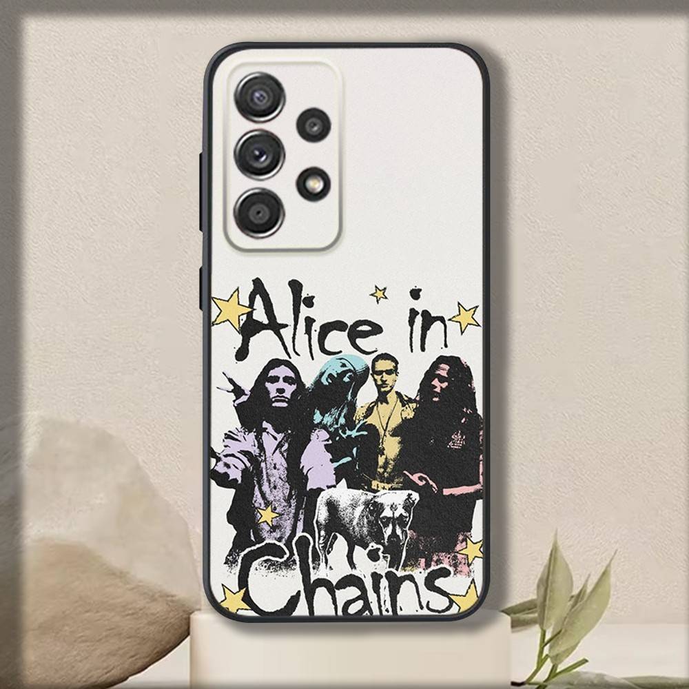 Band A-Alice In C-Chains Phone Case For Samsung S 25,24,23,22,30,21,10,9,Ultra,Plus,Lite,FE,4,5 G Soft Black Case