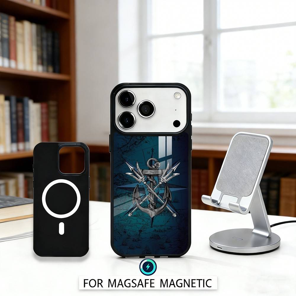 

C-Compass S-Sailor Phone Case For iPhone17,16,15,14,13,12,Pro,Max,Magnetic For Magsafe Wireless Charging iPhone17Promax