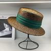 Lafite temperament top hat straw hat women's sun protection sun hat elegant celebrity style flat top hat