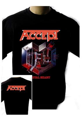 Accept METAL HEART 1985 Black T-Shirt Men Shirt Rock Band Tee Music Shirt Unisex T-Shirt