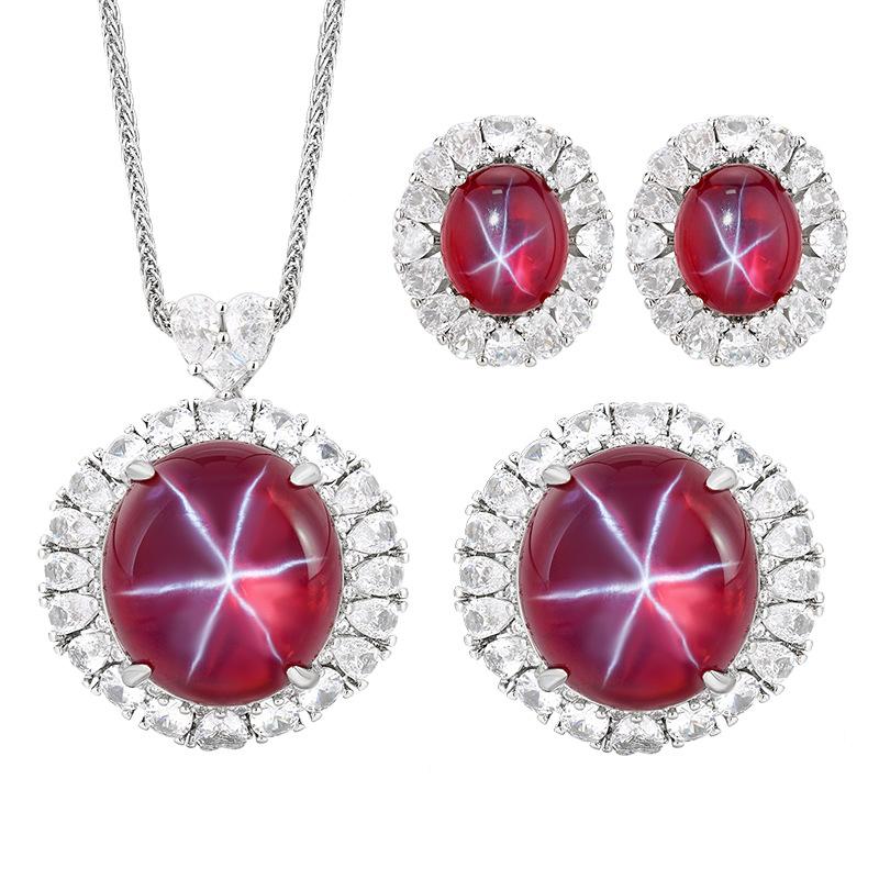 Schmuck Eis Samen Fluoreszierend Denier Form Simulation Roter Korund Hexagramm Stern Licht Set Hauptstein 18 * 20