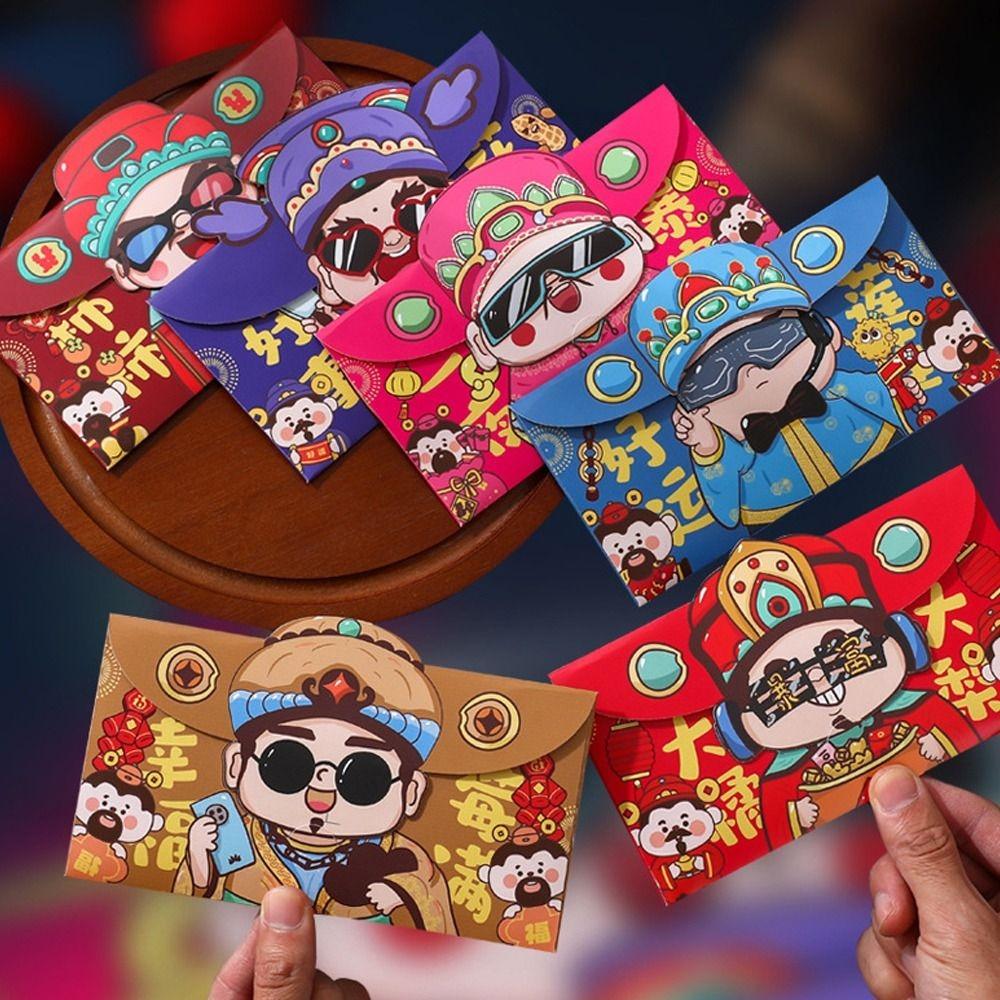 

6pcs Chinese Style God of Wealth Money Pocket Traditional Gifts Packing Bags Celebration Party 6pcs