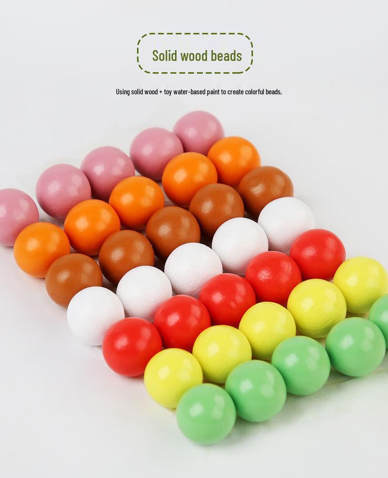 Wooden Toddler Educational Toy: Fruit Color & Shape Sorting with Clip Beads for Parent-Child Interaction