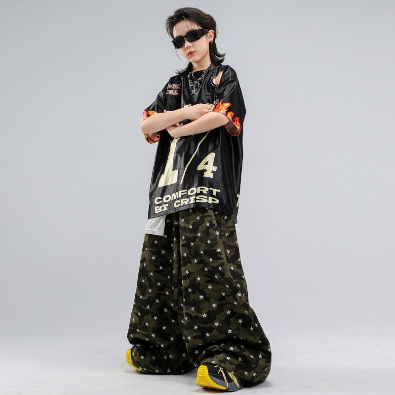 Kids Hip Hop Dance Pants Camo Print Loose Fit Streetwear Boys Girls Stage Performance