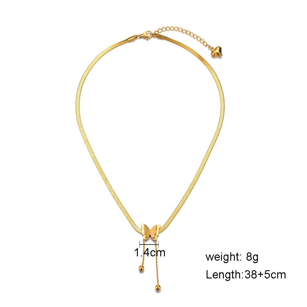 Multilayer Vintage Butterfly Necklace For Women Gold Color 316L Stainless Steel Blade Snake Chain Charms Choker Jewelry Gift