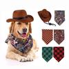 2024 New Dog Cat Western Cowboy Hat Photo Prop Pet Triangle Scarf Doll Decoration Pet Accessories Street Party Pet Caps