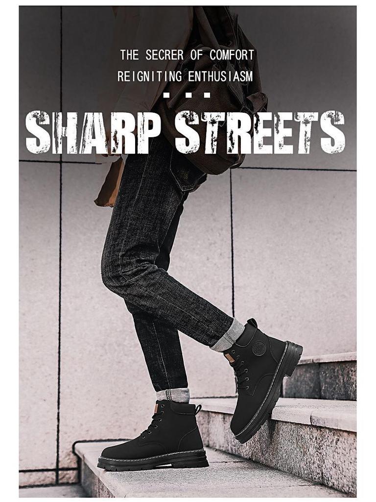 Men's Retro British-Style High-Top Martin Boots - Autumn Yellow Edition