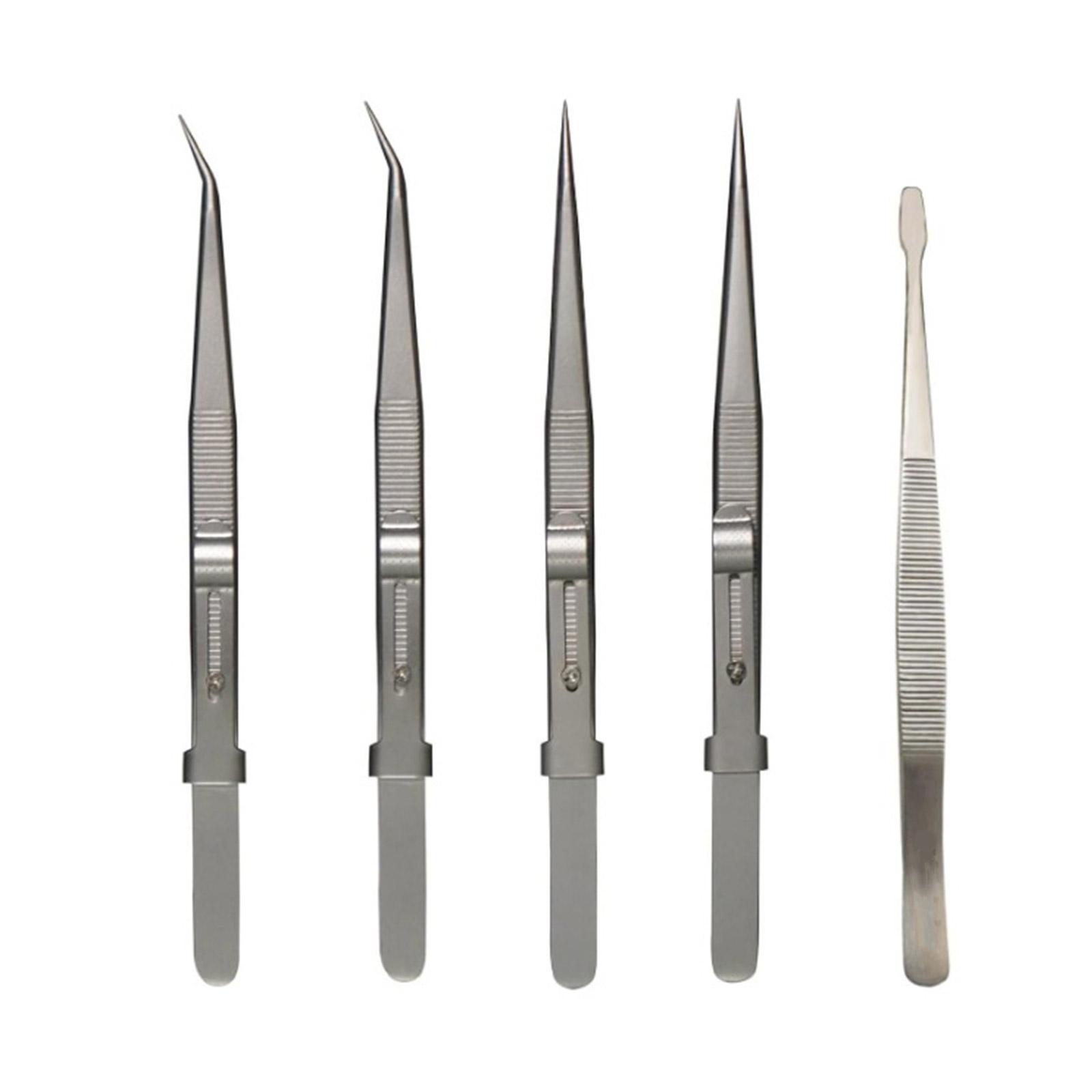 

5pcs AntiStatic Tweezers Precisions Tweezers Essential Tool for DIY Enthusiasts Fine Tip Not Magnetic Tweezers Tool 1