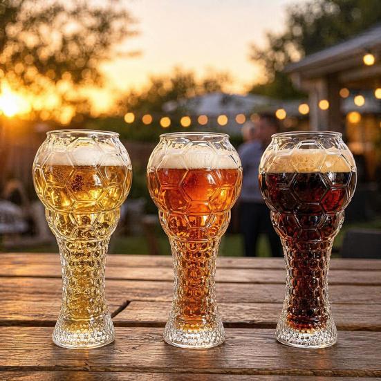 Soccer Trophy Glass Mug Heavy Shaped Pint 400/600ml Capacity Beer Duty Football Cup