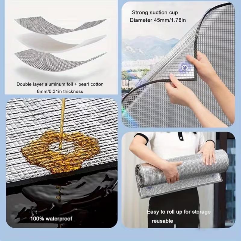 Reflective Window Insulation Film Window Cover with Suction Cups Reusable Thermal Insulation Sun Shade for Home Office RV