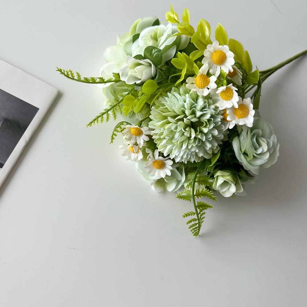 Peony & Daisy Silk Bouquet: 7-Fork Faux Flowers for Home Decoration