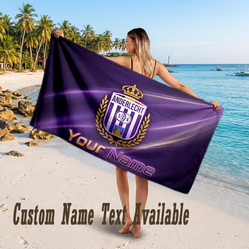 Anderlecht FC logo Design Beach Towel Custom Text Large Towel for Beach Vacation