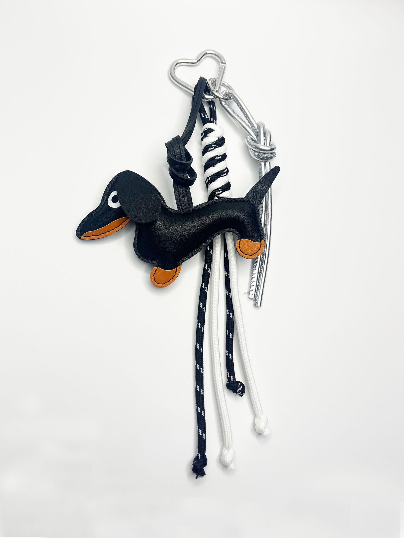 

Креативный мультяшный брелок-подвеска из кожи таксы - Шарм для сумки в стиле Miu на веревочке