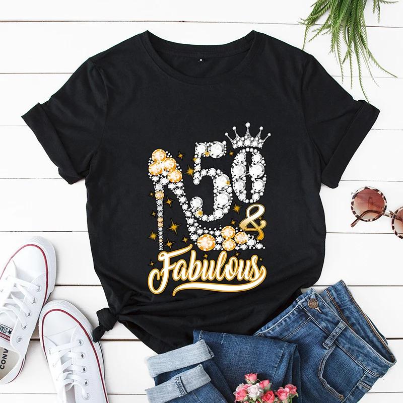 Birthday Queen Print Women T-shirts Birthday Party Women Tshirts 50 It's My Birthday Tees Leopard Graphic Tee T Shirt Y2k Tops