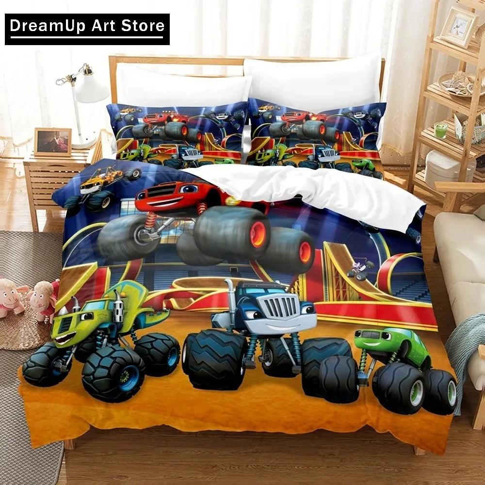 3D Print Blaze N Monster Machines Bedding Set Cartoon Duvet Cover Double Twin Full Queen King Adult Boys Bedclothes Quilt Cover
