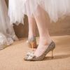 Fairy bridesmaid crystal shoes wedding high heels with evening dress pointed wedding shoes bride shoes new in spring and autumn 2025