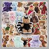 50 Cute Bear Plush Toy Stickers for Refrigerators, Guitars, Headphones, and Photo Albums