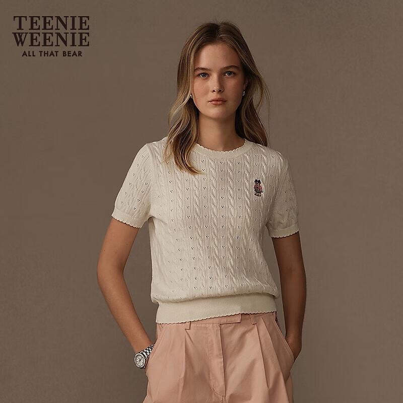 Teenie Weenie Women s Macaron Cable Knit Short Sleeve Sweater S