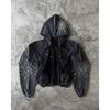 Unisex Retro Hooded Zip-Up Sweatshirt With 3D Embellished Rhinestone Design Streetwear Batwing Sleeve
