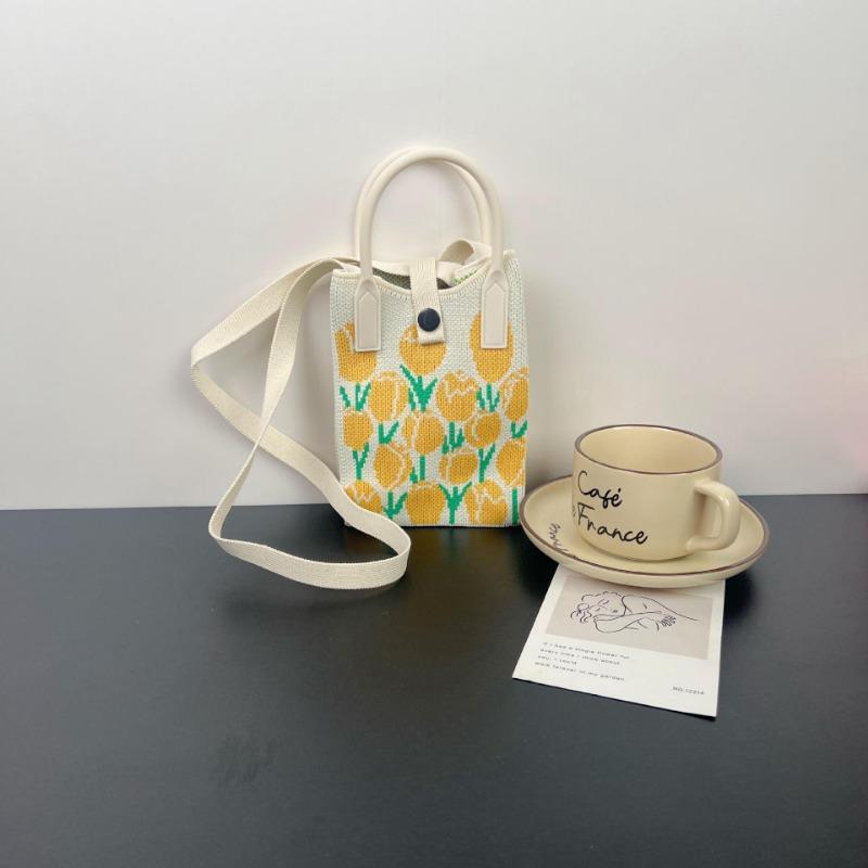 Mobile phone bag flower knitted bag niche versatile shoulder messenger bag trendy tote bag flower knitting