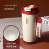 Beiyipin Retro Red 500ml Ceramic Lined Insulated Coffee Cup