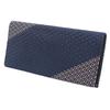 [Inden-ya] Inden Long Wallet, No Coin Purse, Slim, Deer Leather, Ihori, Gourd Pattern, Navy Ground X Black & White Lacquer, 8211, 9.3cm X