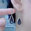 European and American Atmosphere Retro Light Luxury Atmosphere Retro Flash Diamond Blue Earrings Hong Kong Style Gentle New 