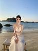 French Sexy Pure Desire Wind Mesh Fairy Gas Hollow Suspender Gauze Skirt High-end Temperament Dress White Chiffon Other