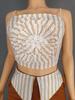 European-American Design Women's Striped Floral Tube Top & Straight-Leg Pants Set