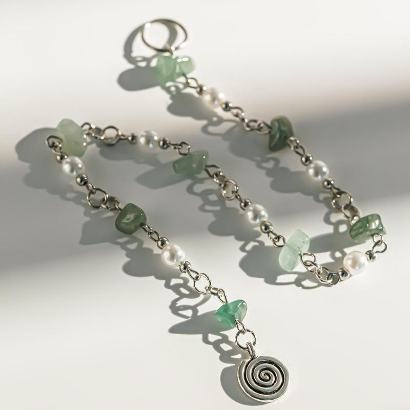 Punk coloré pierres naturelles tresse chaînes anneaux de cheveux pour filles lune étoiles pendentif Imitation perle perlée gland bandeau cheveux bijoux accessoires