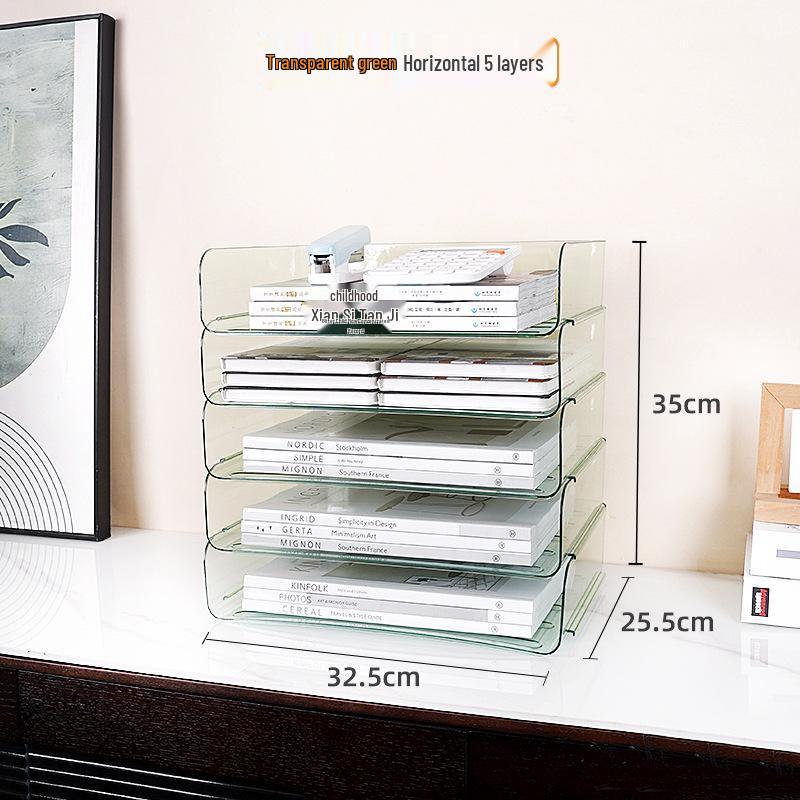 Acrylic Multi-Layer A4 Desktop Document Organizer - Transparent Stackable File Holder