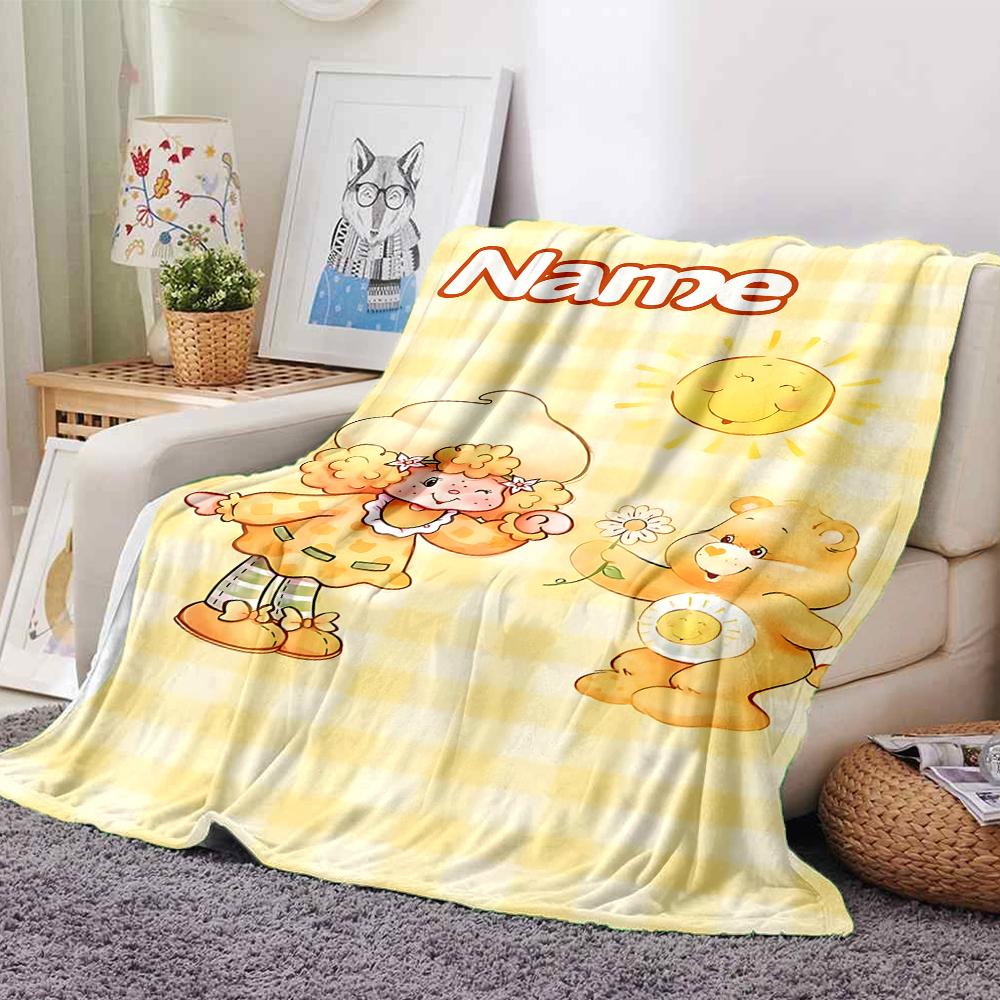 Manta de Fiesta Aventura en el Jardín de Tarta de Fresa con Nombre Personalizado Para Sofá Cama Manta de Felpa Acogedora Suave y Esponjosa Mantas Súper Suaves y Cálidas Para Otoño e Invierno 09