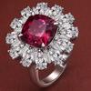 Deluxe Floral Red AAA Cubic Zirconia Gem Ring for Women's Shining Anniversary Party Gift Premium Women's