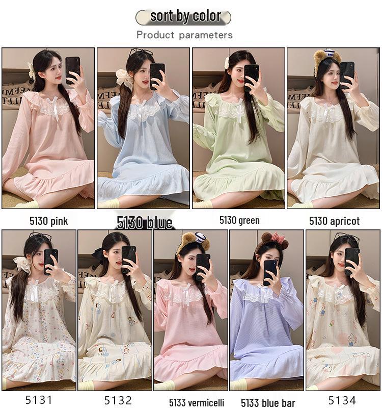 Cloud Cotton Sleep Dress: Long Sleeve Pink Pajamas for Girls - Spring/Autumn 2025