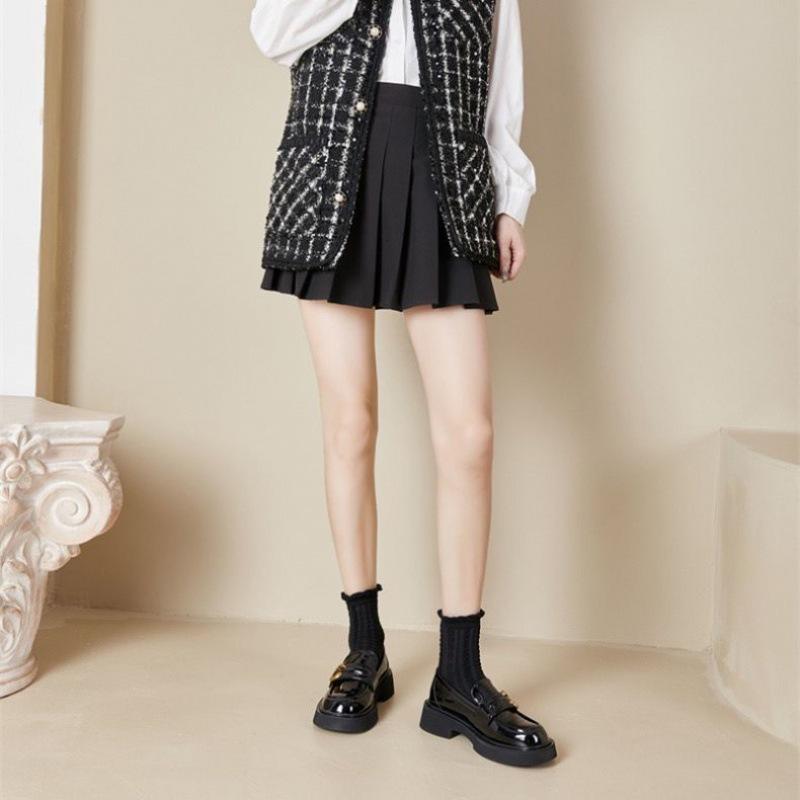 Small Leather Shoes Women'S British Style Thick Heel Single Shoes Women'S Platform Loafers Korean Version Of Student Women'S Shoes Versatile