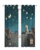 Cat Roof Kitten Night Moon Stars Tulle Sheer Curtains for Living Room Decoration Window Curtain for Bedroom Voile Organza Drapes