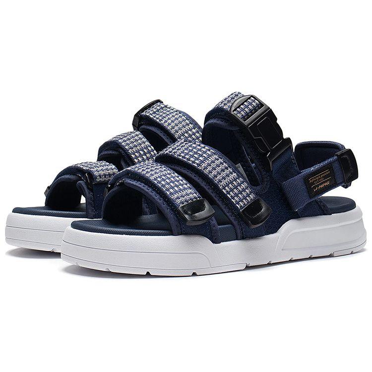 Li Ning Coca Comfortable Wear-Resistant Beach Sandals Men Sandals Blue AGUS003-2