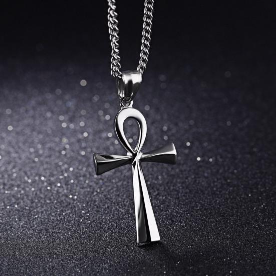 Men Necklace Exquisite Solid Color Sturdy Smooth Surface Stainless Decorative Good Workmanship Cross Shape