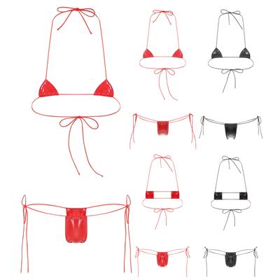 Damen Bikini Set Zweiteiliger Badeanzug Sexy Neckholder Bindegürtel Bademode Strandmode